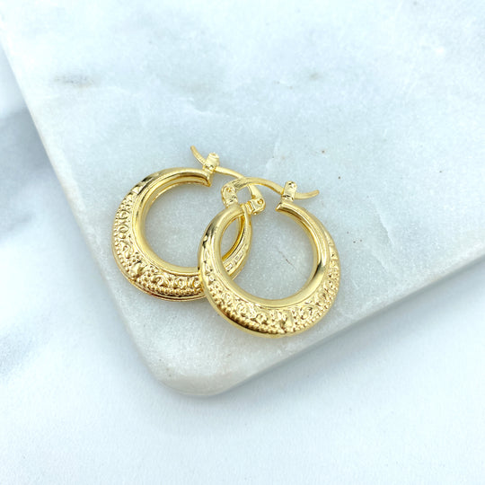 18k Gold Filled 24 Inches Texturized Hoop Huggie Earrings