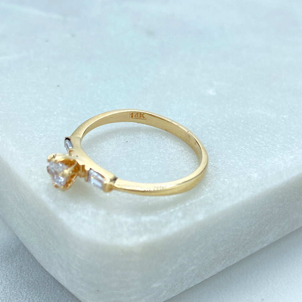 14k Solid Gold Solitaire Ring featuring Cubic Zirconia, 14k Solid Gold Wedding Engagement Solitaire Ring