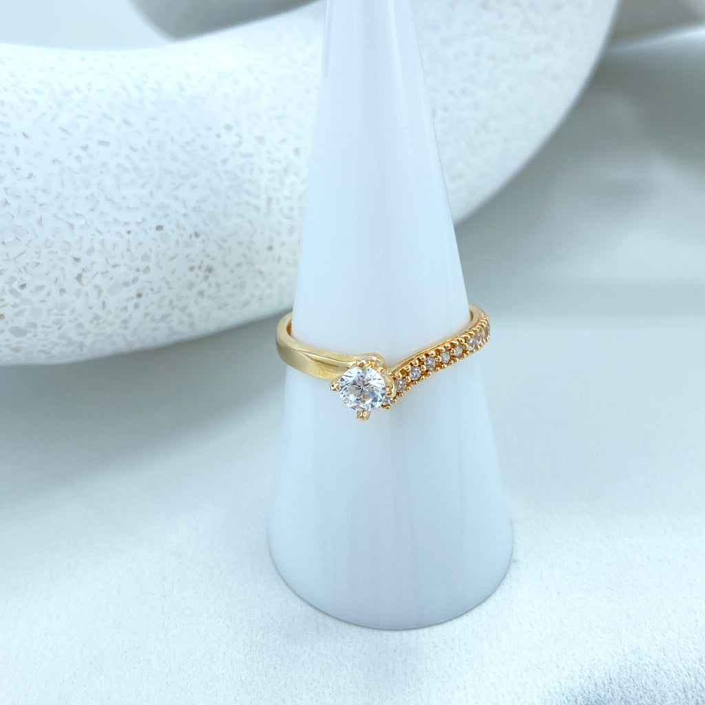 14k Solid Gold Solitaire Ring featuring CZ, 14k Solid Gold Wedding Engagement Solitaire Ring