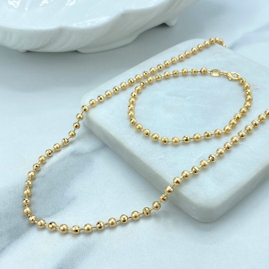 18k Gold Filled Textured Ball Beads Chain, Bracelet or Anklet,DIY Textured Beaded Chain