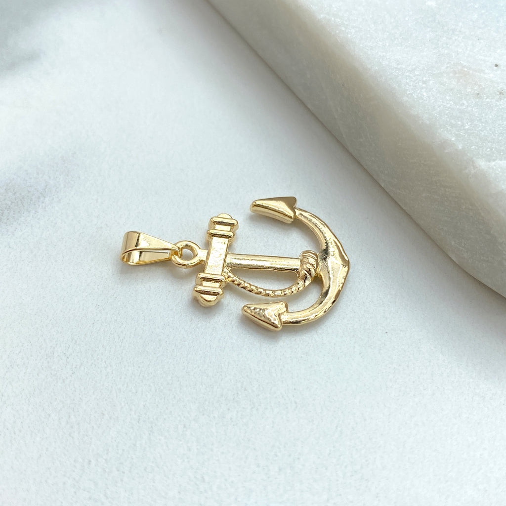 18K Gold Filled Nautical Anchor with Rope Petite Charm, Maritime Ocean Inspiration Pendant