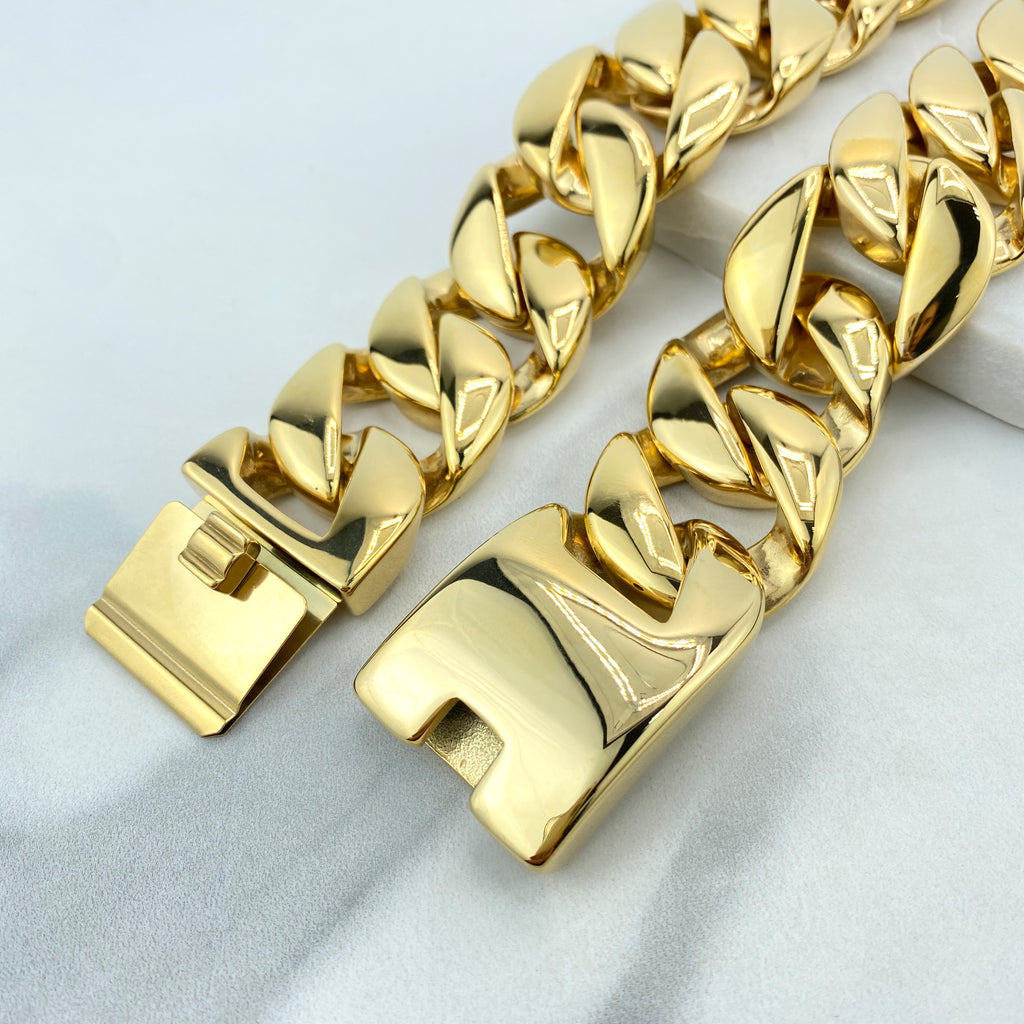 Stainless Steel 32mm Cuban Link Chain with 28 Inches, or Bracelet with 9 Inches, Curb Link Chain, Curb Chain for Men