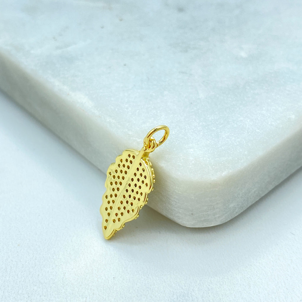 18k Gold Filled Leaf Charm, CZ Pave Small Leaf Pendant, Dainty Nature Jewelry, Bulk Order, Boho Charm, Gift for Her