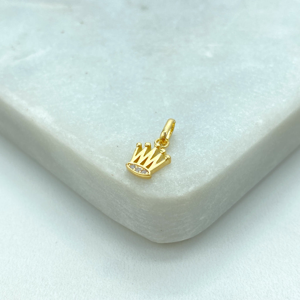 18k Gold Filled Crown Charm, Petite CZ Crown Pendant, Dainty Queen Jewelry, Royal Charm, Bulk Order