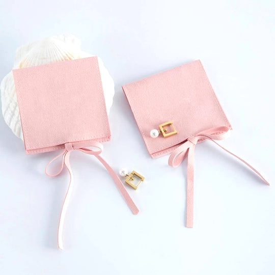 01 Pink Gift Bag with Rope, Polyester Gift Wrapping Bag for Jewelry