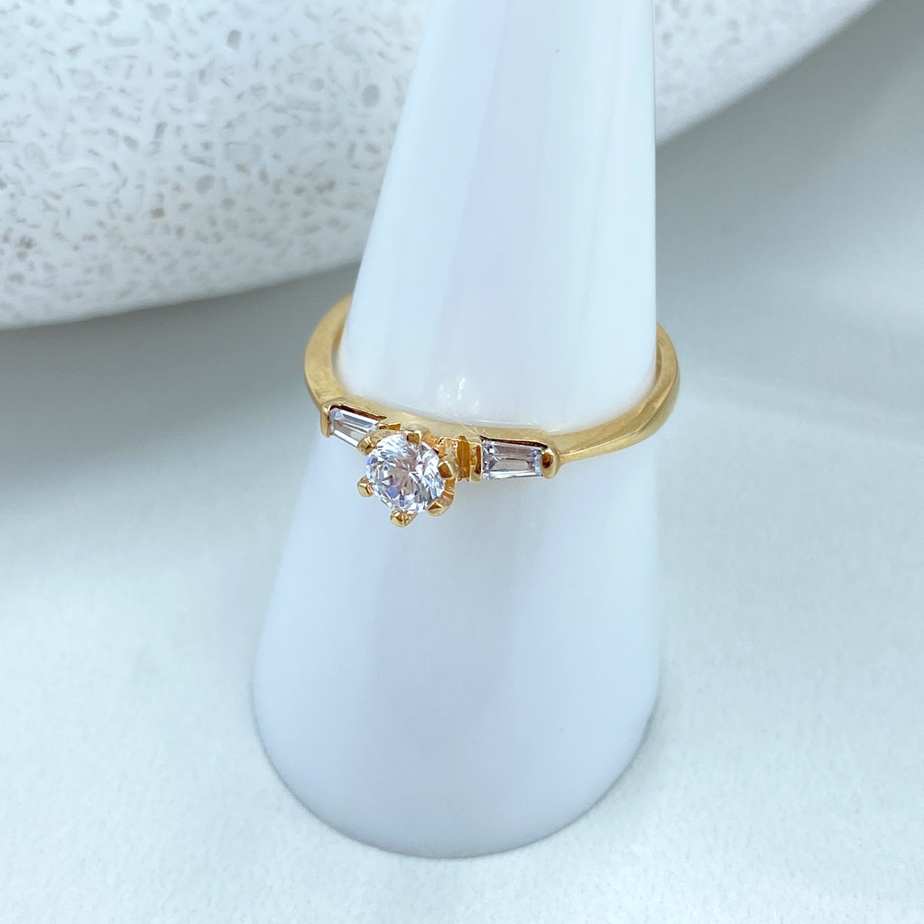 14k Solid Gold Solitaire Ring featuring Cubic Zirconia, 14k Solid Gold Wedding Engagement Solitaire Ring