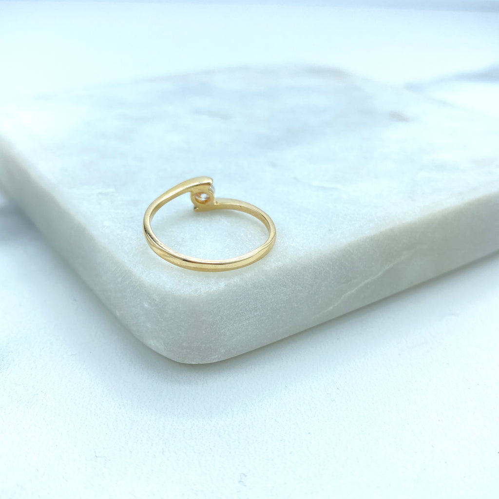 14k Solid Gold Minimalist Ring, 14k Solid Gold Zircon Ring (Stamped Inside)