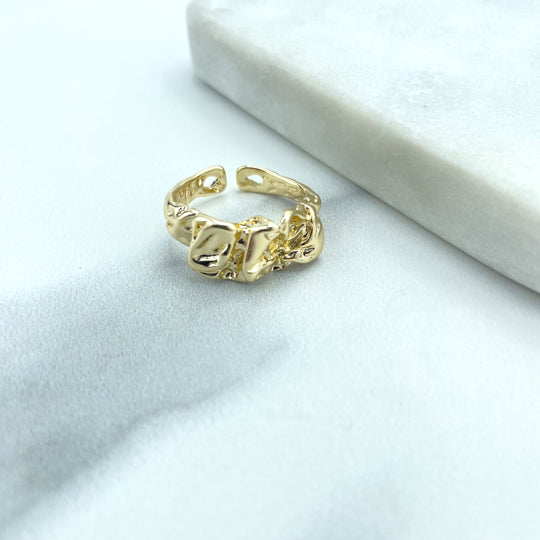 18k Gold Filled Textured Hammered Design Adjustable Ring
