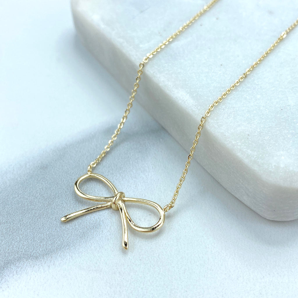 18k Gold Filled Ribbon Bow Necklace