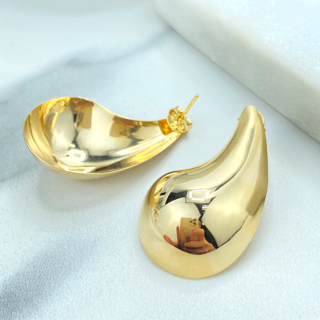 18k Gold Filled Teardrop Shape Light and Hollow Stud Earrings, Cuff Bracelet or Necklace