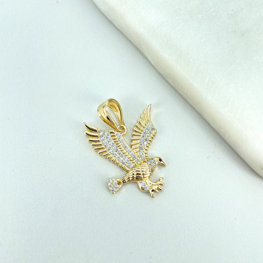 18k Gold Filled CZ Eagle Pendant Flying Bird American Eagle Symbol Pendant