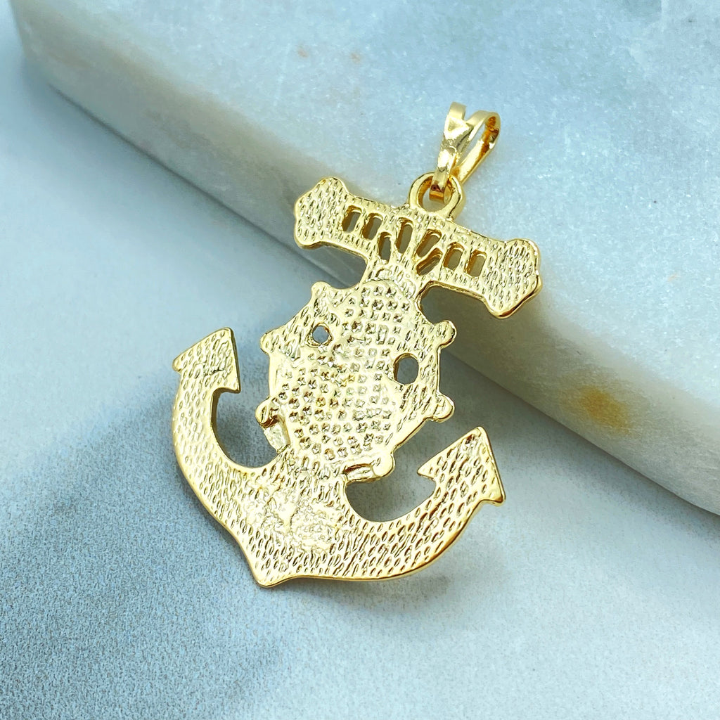 18k Gold Filled Anchor Mariner Saint St Barbara Medal Pendant, Nautical Charm with Saint Barbara, Santa Barbara Pendant