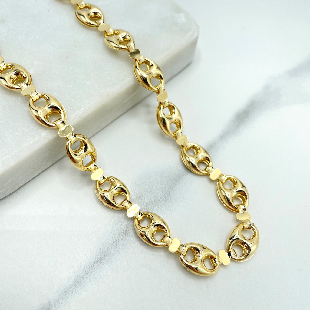 18k Gold Filled 4mm Puffy Mariner Style Link Chain, Necklace or Bracelet