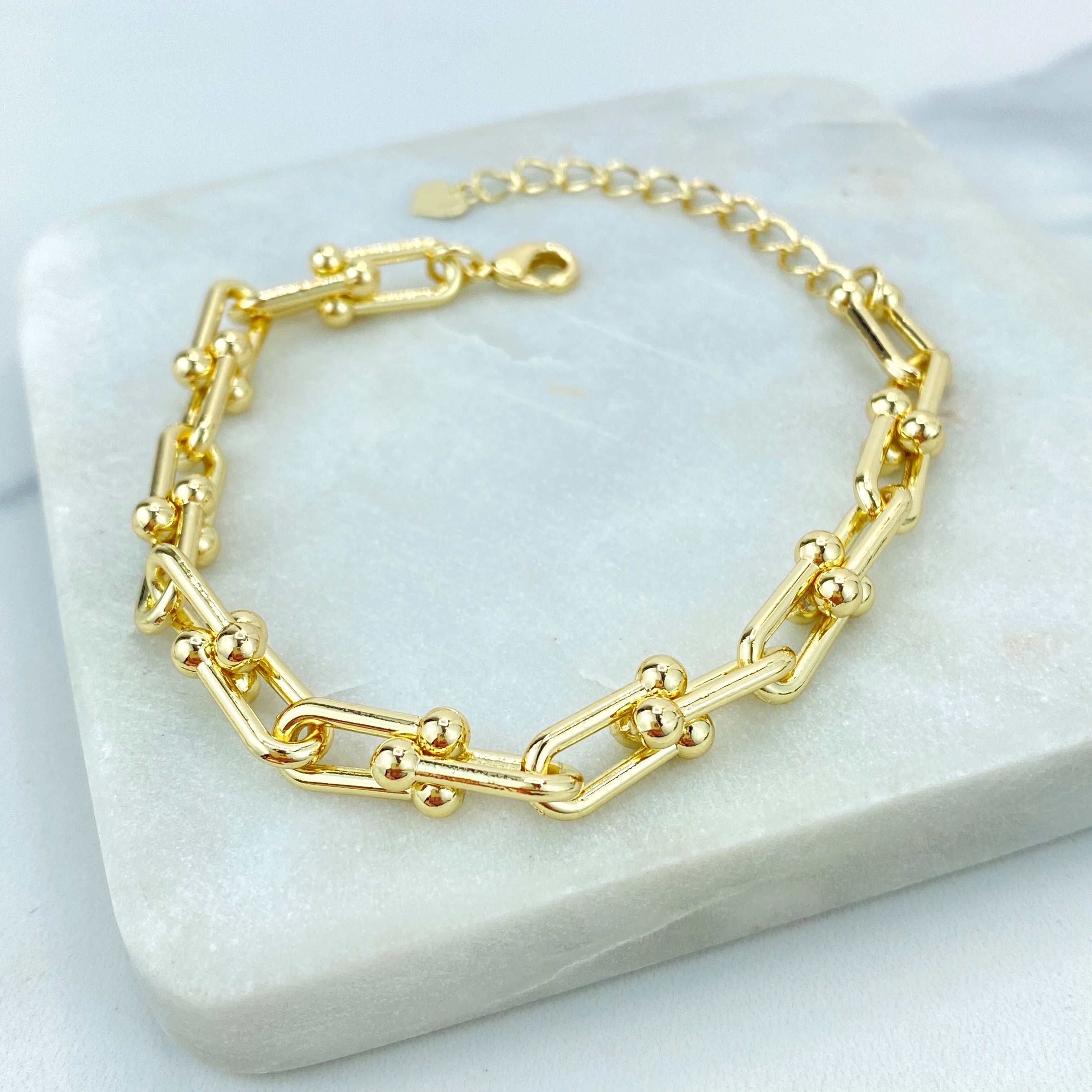 18k Gold Filled 7mm Polished U Shape Link Chain Set | Wholesale