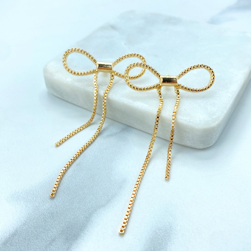 18k Gold Filled Tassel Bow Earrings