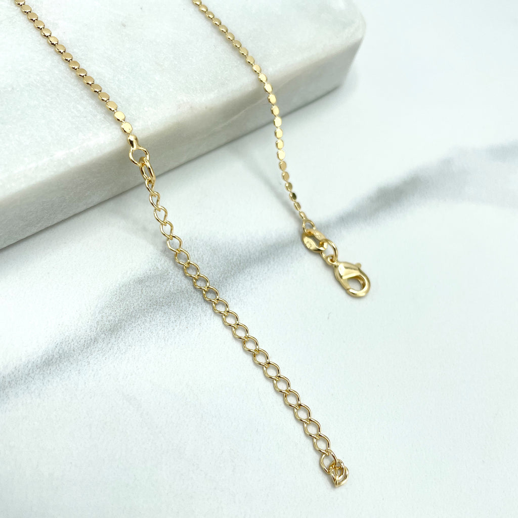 18k Gold Filled 1mm Specialty Dot Chain,Flat Round Shape Chain,16 Inches or 18 Inches long