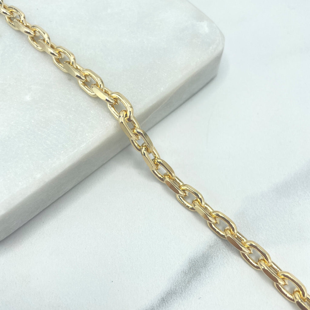 18k Gold Filled 6mm Paperclip Link Chain Anklet with Extender, Classic Anklet