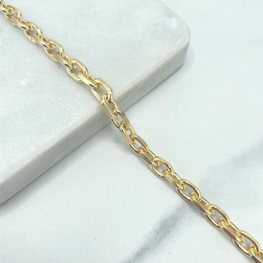 18k Gold Filled 6mm Paperclip Link Chain Anklet with Extender, Classic Anklet