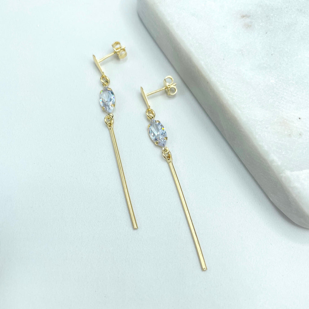18k Gold Filled Drop and Dangle Earrings with Clear Marquise Cubic Zirconia
