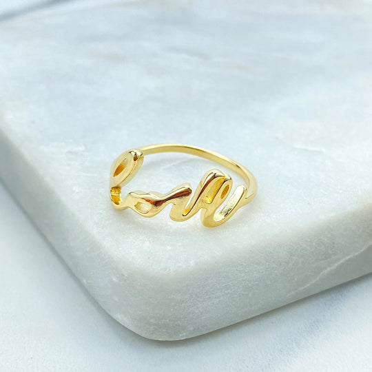 18k Gold Filled Script Love Ring, Statement Love Ring, Love Band Ring, Ring Love Letter