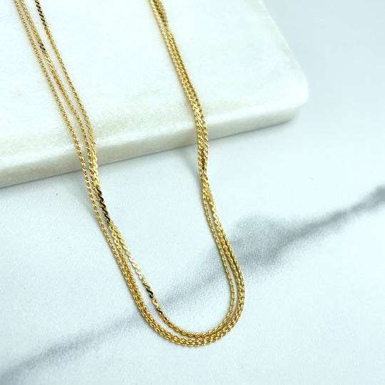 18k Gold Filled Necklace with 03 Chains Layers, Made of Specialty Chain with Extender