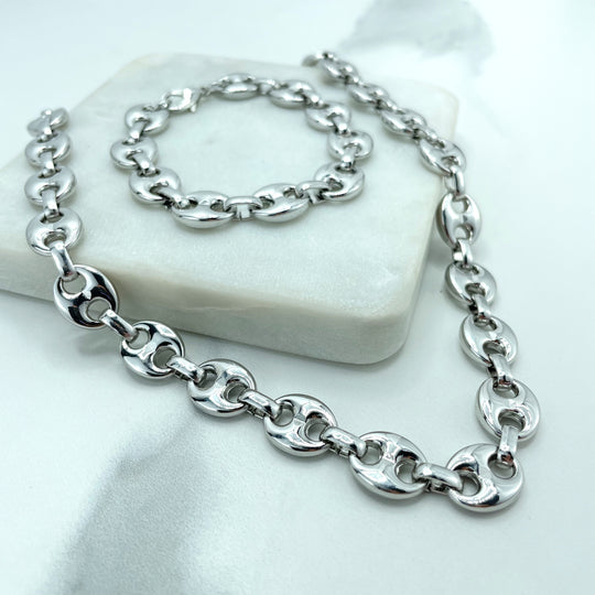 Silver Filled 11mm Puffy Mariner Style Link Chain, Necklace OR Bracelet