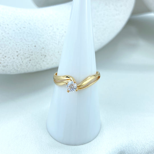 14k Solid Gold Minimalist Ring, 14k Solid Gold Zircon Ring, 14k Solid Gold Solitaire Ring
