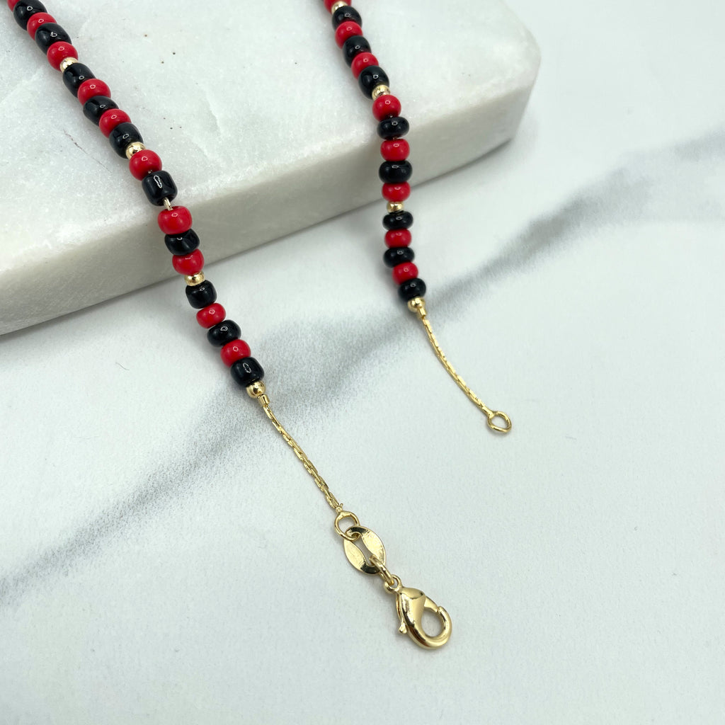 18k Gold Filled Elegua Beads Necklace, 18 Inches Long, 4mm Elegua Beads