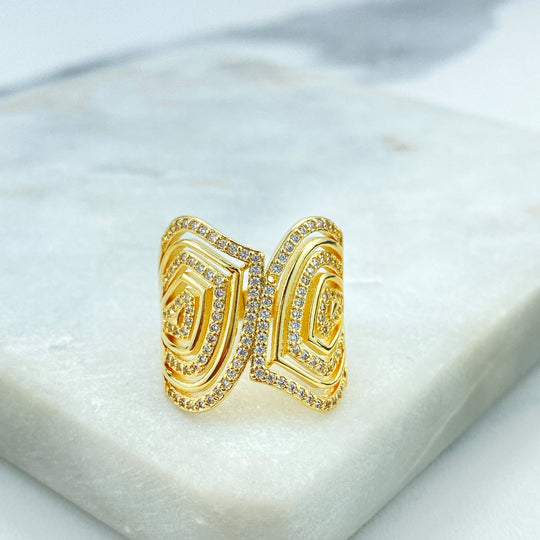 18k Gold Filled Micro CZ Orbital Ring, Micro Pave CZ Geometric Ring, Cocktail Ring