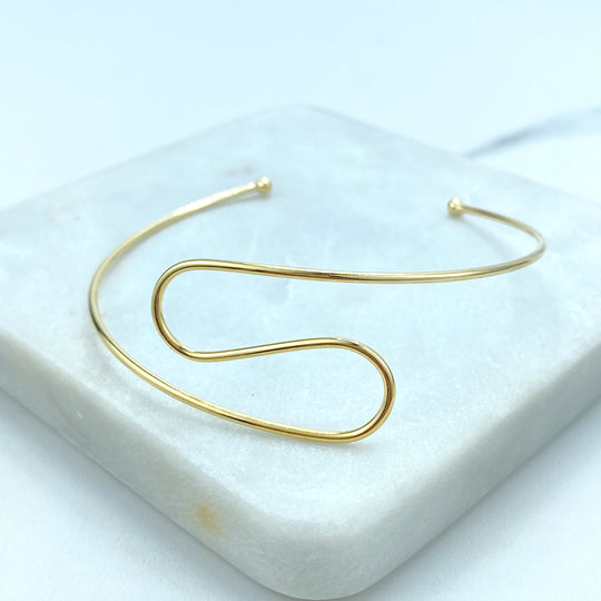 18k Gold Filled Arm Cuff Bracelet Minimalist, Thin Upper Arm Bracelet, Adjustable Cuff Bracelet