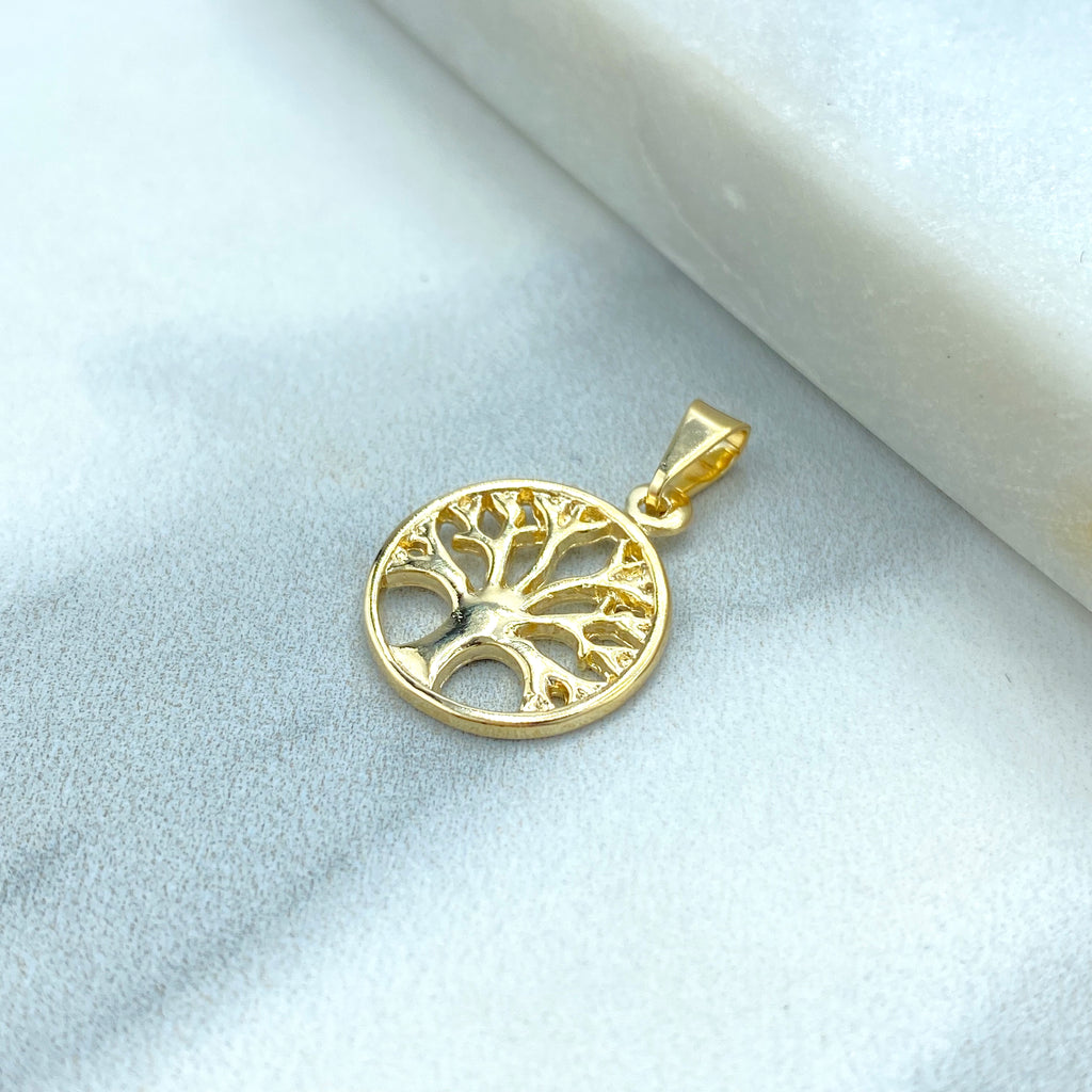 18k Gold Filled Tree of Life Charm, Tree of Life Round Small Pendant Charm, Medallion Tree of Life Charm Pendant, Wholesale Jewelry