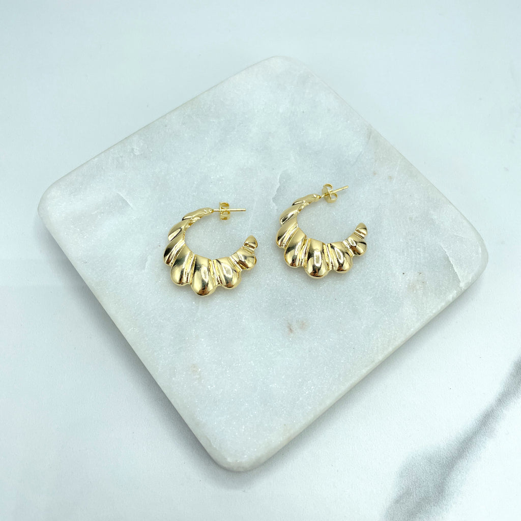 18k Gold Filled 26mm Shrimp Hollow C-Hoop Earrings