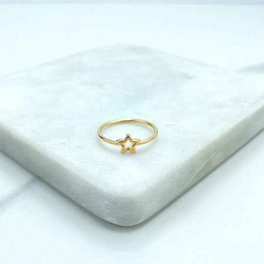 18k Gold Filled Delicate Ring with Petite Cutout Star, Dainty Ring Band, Minimalist Ring