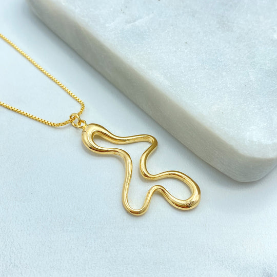 18k Gold Filled Asymmetrical Charm Necklace, Melting Design Charm Necklace, Mismatched Necklace, Slime Drip Necklace