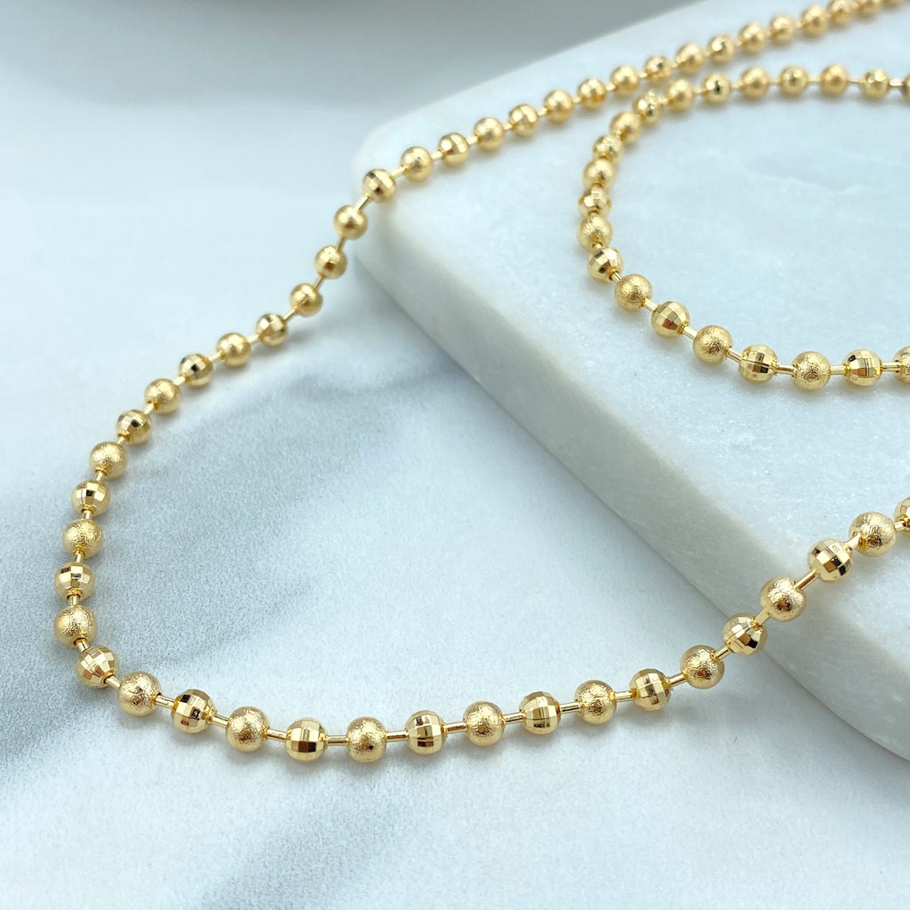 18k Gold Filled Textured Ball Beads Chain, Bracelet or Anklet,DIY Textured Beaded Chain