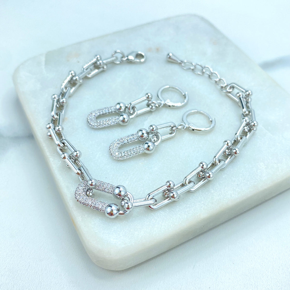 Link Chain Set Silver Filled 6mm Polished U Shape Link Chain Set, featuring Micro Cub ...