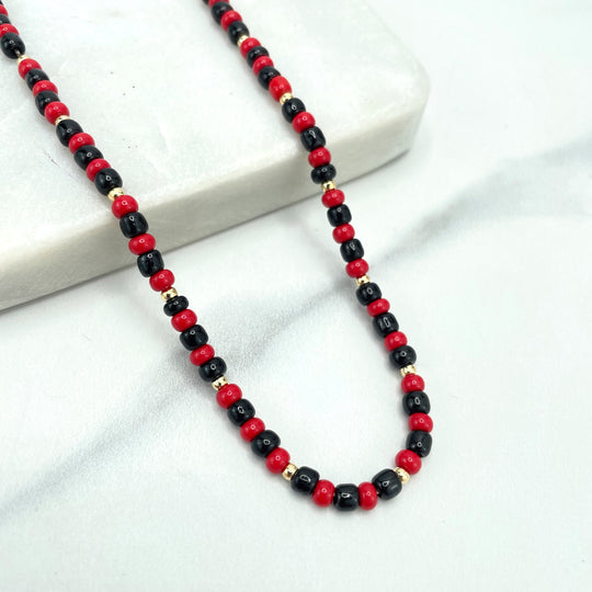 18k Gold Filled Elegua Beads Necklace, 18 Inches Long, 4mm Elegua Beads