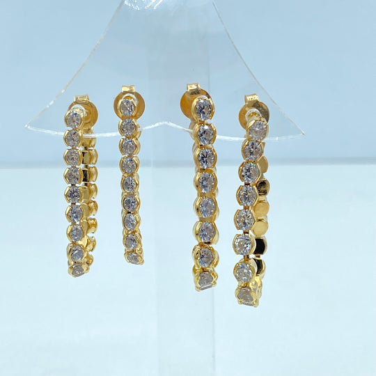 18k Gold Filled with Cubic Zirconia, Stud, Stones, Graduate Earrings