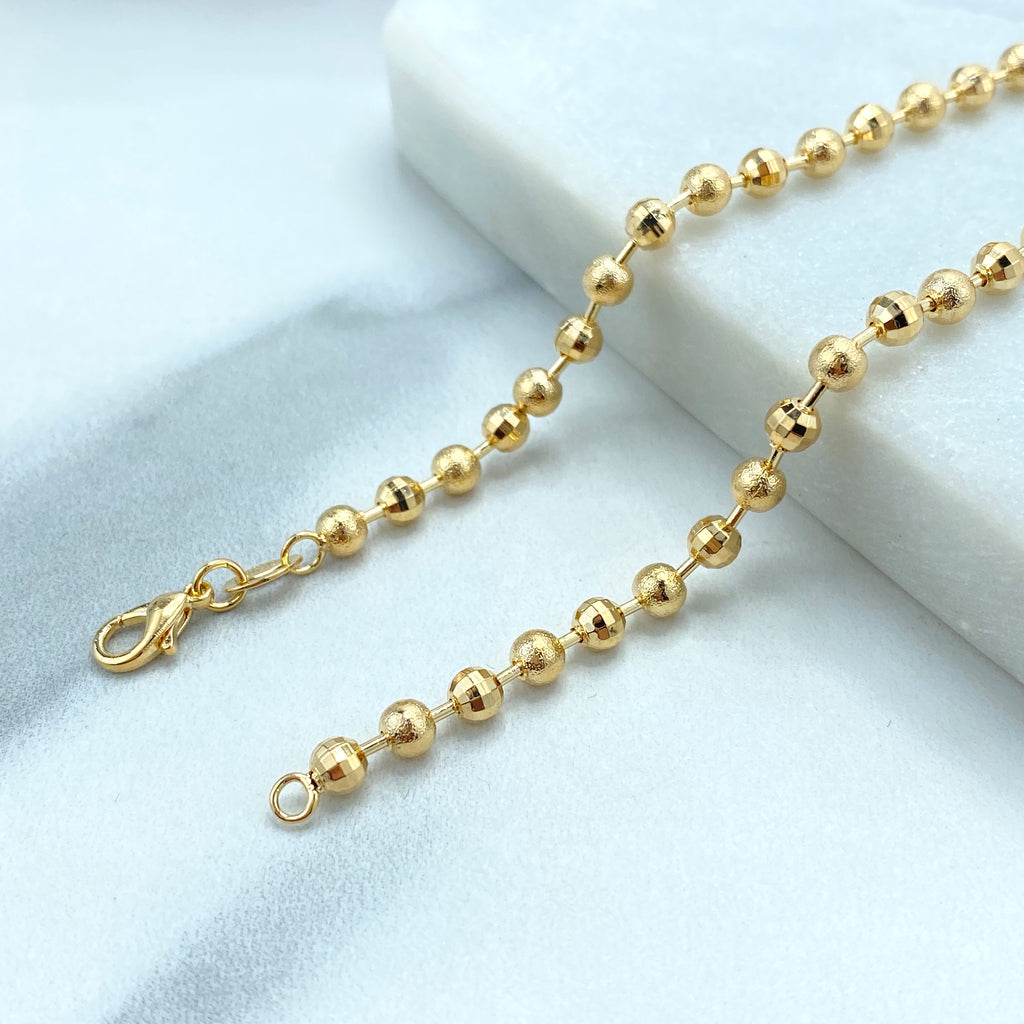 18k Gold Filled Textured Ball Beads Chain, Bracelet or Anklet,DIY Textured Beaded Chain