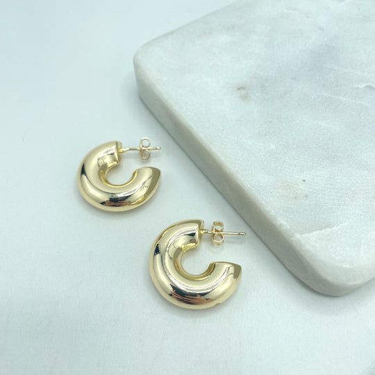 18k Gold Filled 7mm Donut Tubular Open, C-Hoop, Puffed C-Hoop