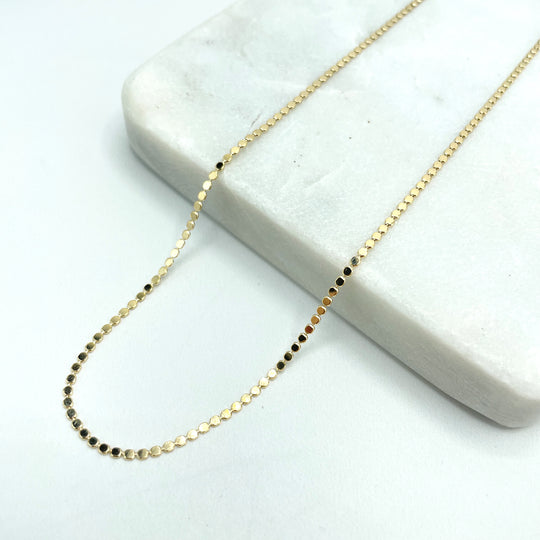 18k Gold Filled 1mm Specialty Dot Chain,Flat Round Shape Chain,16 Inches or 18 Inches long