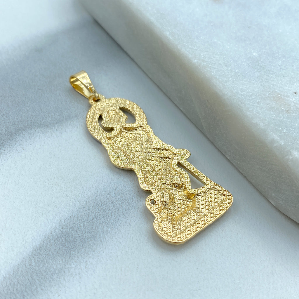 18K Gold Filled Two Tone Saint Lazarus Pendant Charm, Patron Pendant Lazarus, San Lazaro, Saint Lazarus Pendant Charms