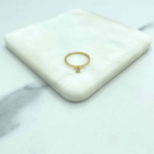 18k Gold Filled Clear Cubic Zirconia Solitaire Ring