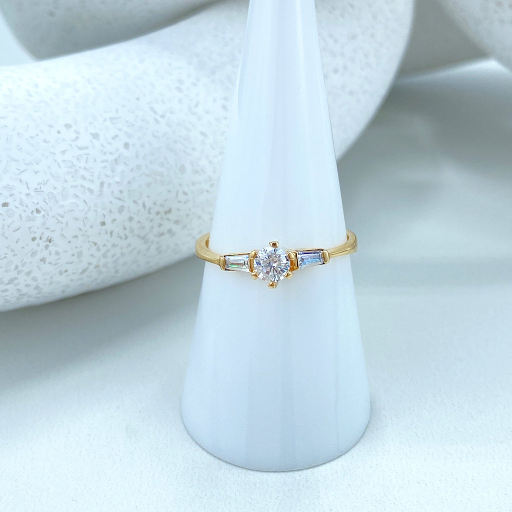 14k Solid Gold Solitaire Ring featuring Cubic Zirconia, 14k Solid Gold Wedding Engagement Solitaire Ring