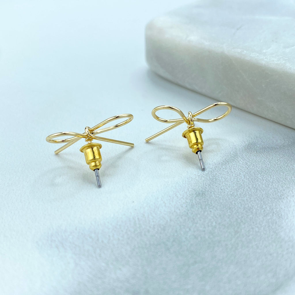 18k Gold Filled Bow Ribbon Knot Stud Earrings