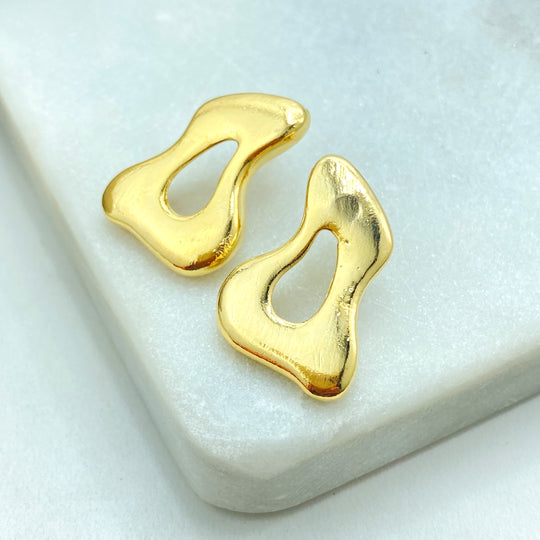 18k Gold Filled Asymmetrical Earrings, Dripping Earrings, Melting Earrings, Mismatched Earrings, Slime Drip Stud Earrings