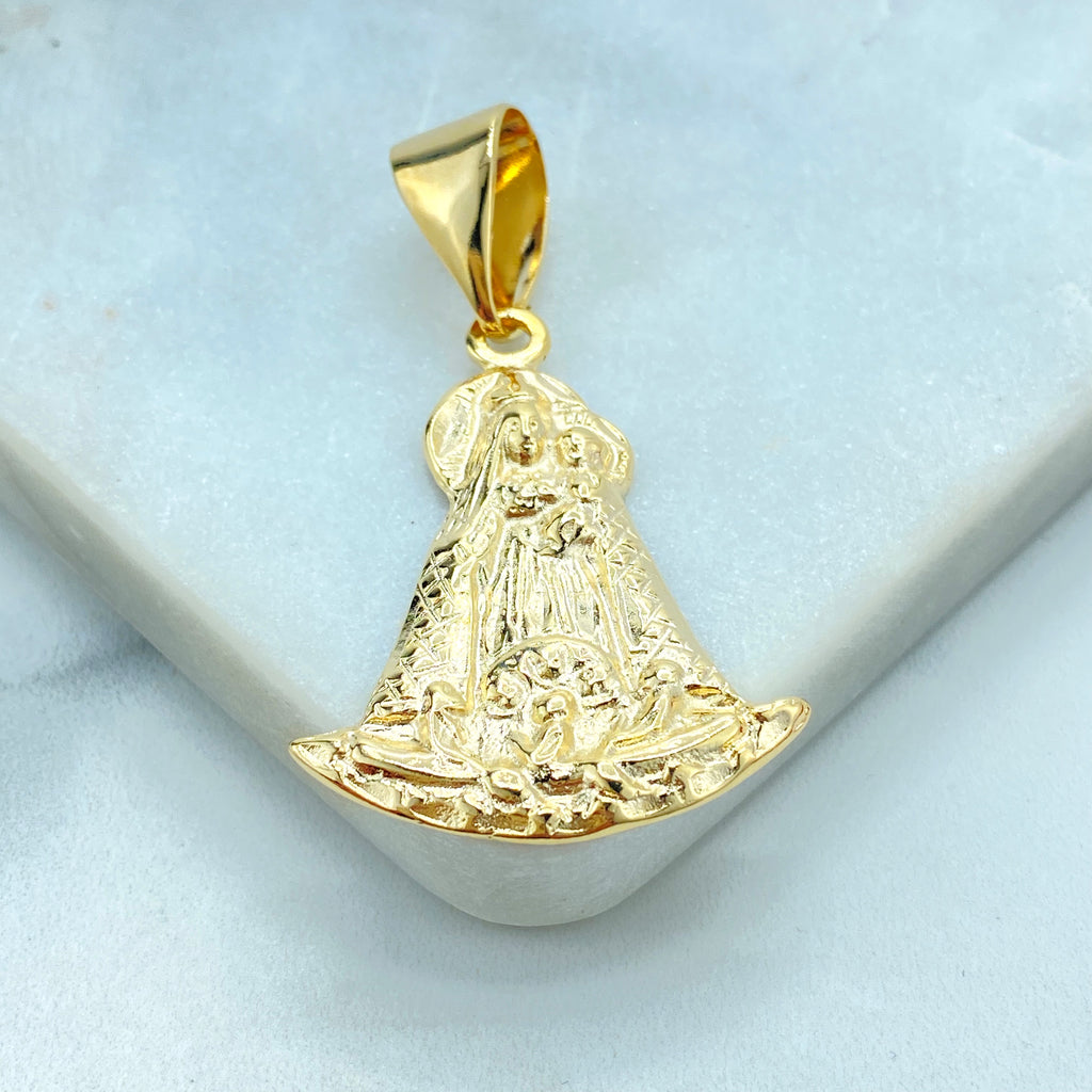 18k Gold Filled Virgen de la Caridad del Cobre Pendant, Saint Caridad Del Cobre Religious Pendant