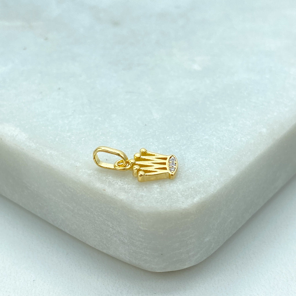 18k Gold Filled Crown Charm, Petite CZ Crown Pendant, Dainty Queen Jewelry, Royal Charm, Bulk Order