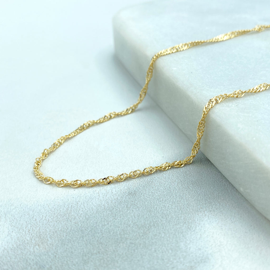 18k Gold Filled Singapore Chain, 18 Inches with Extender, Singapore Chain with 1mm Thickness, Singapore DIY Chain, Wholesale Jewelry