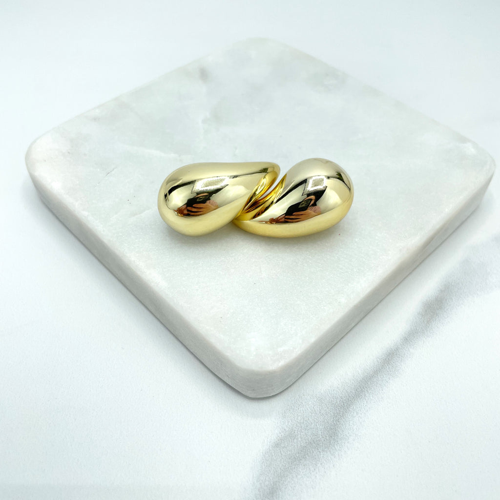 18k Gold Filled 31mm Teardrop Puffed Earrings, Drop Shape Earrings